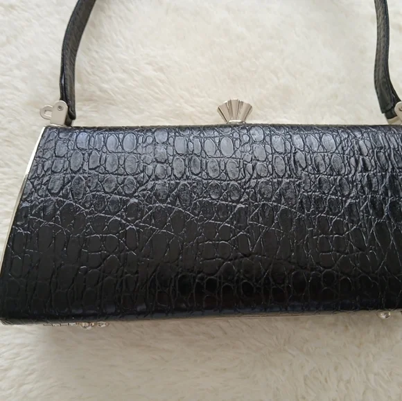 Debbie Brooks Black Silver Gem Clasp Handbag Cheetah Shoe Floral Crystals. FL - Picture 9 of 12